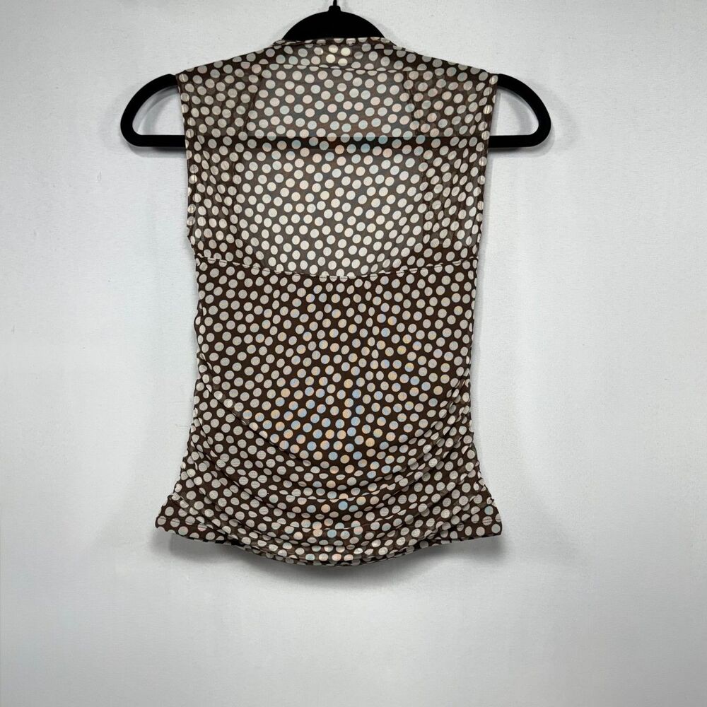 Abercrombie & Fitch Brown Polka Dot Sheer Mesh Tank Top Size S Small - Picture 5 of 8